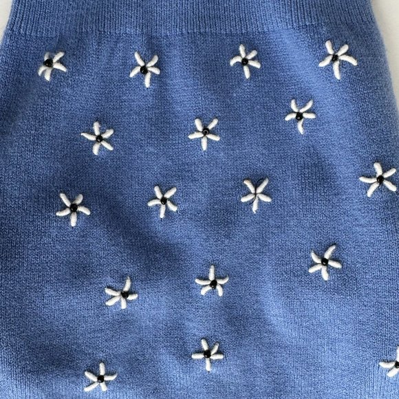 Dickens Closet Periwinkle Blue Embroidered Turtleneck Dog Sweater Medium - Picture 2 of 6